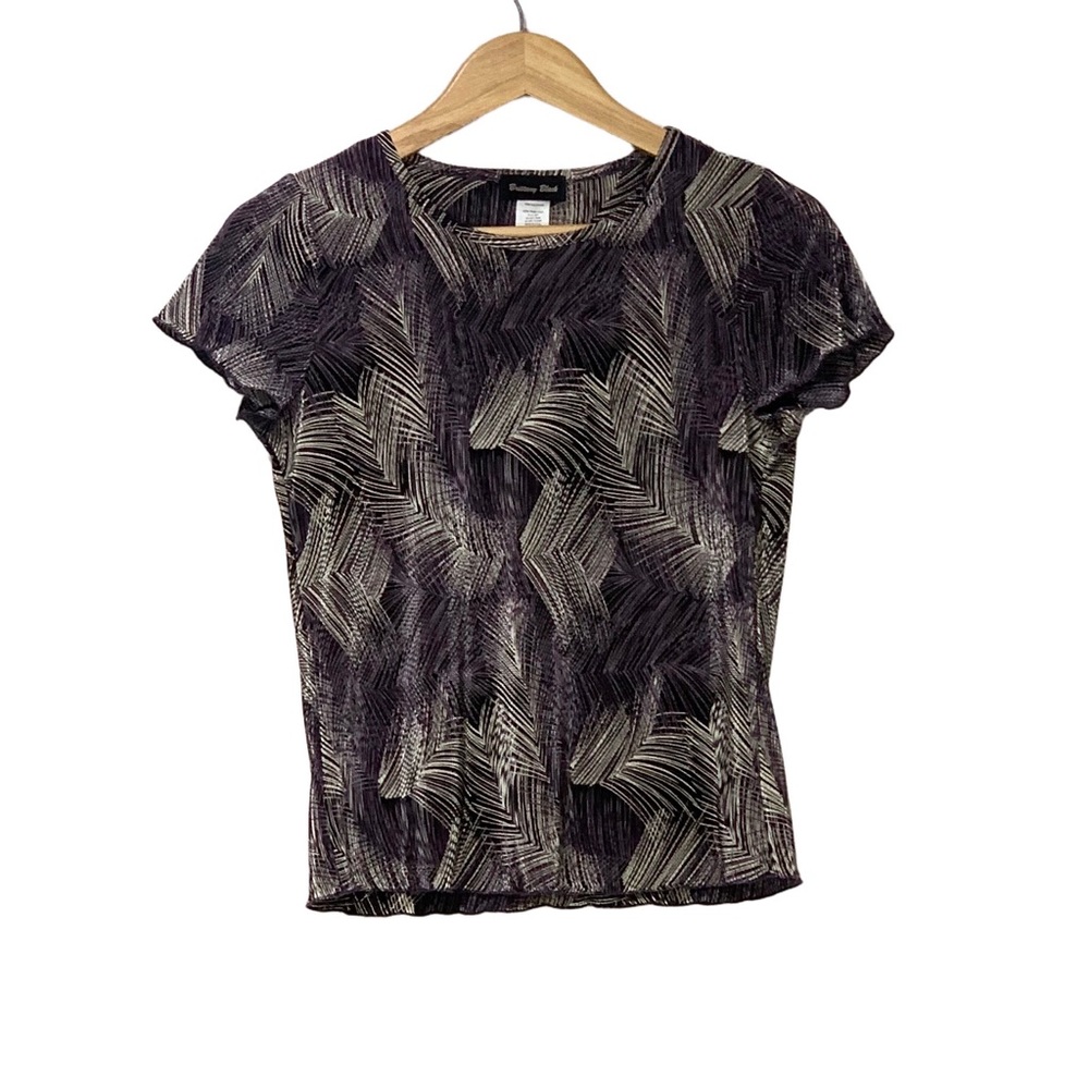 Brittany Black Textured Short Sleeve Top